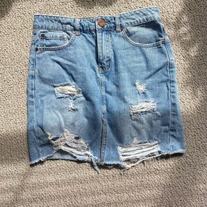 Distressed Jean Skirt